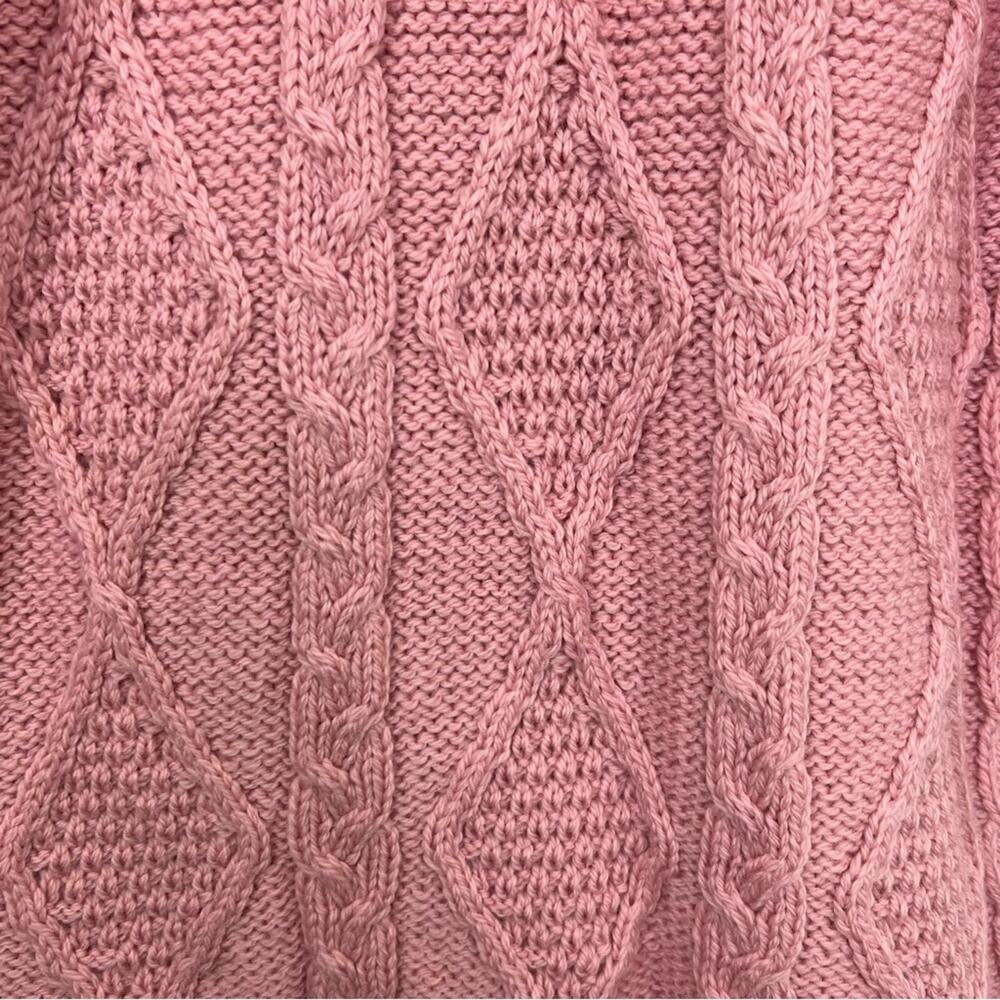 Connemara Knitwear Pink Irish Cable Knit Merino Wool Cardigan Sweater Size S - Picture 3 of 10